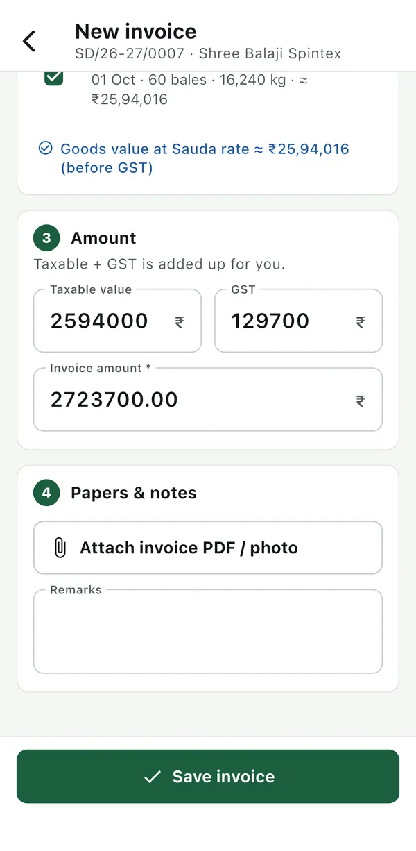 Naya bill: gaadi chuno, taxable, GST, due date apne aap